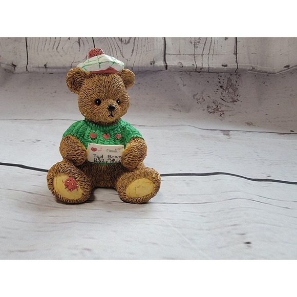 BC Bronson Porcelain Bears of Distinction Green Sweater/White Golf Hat With Pom - Picture 1 of 7
